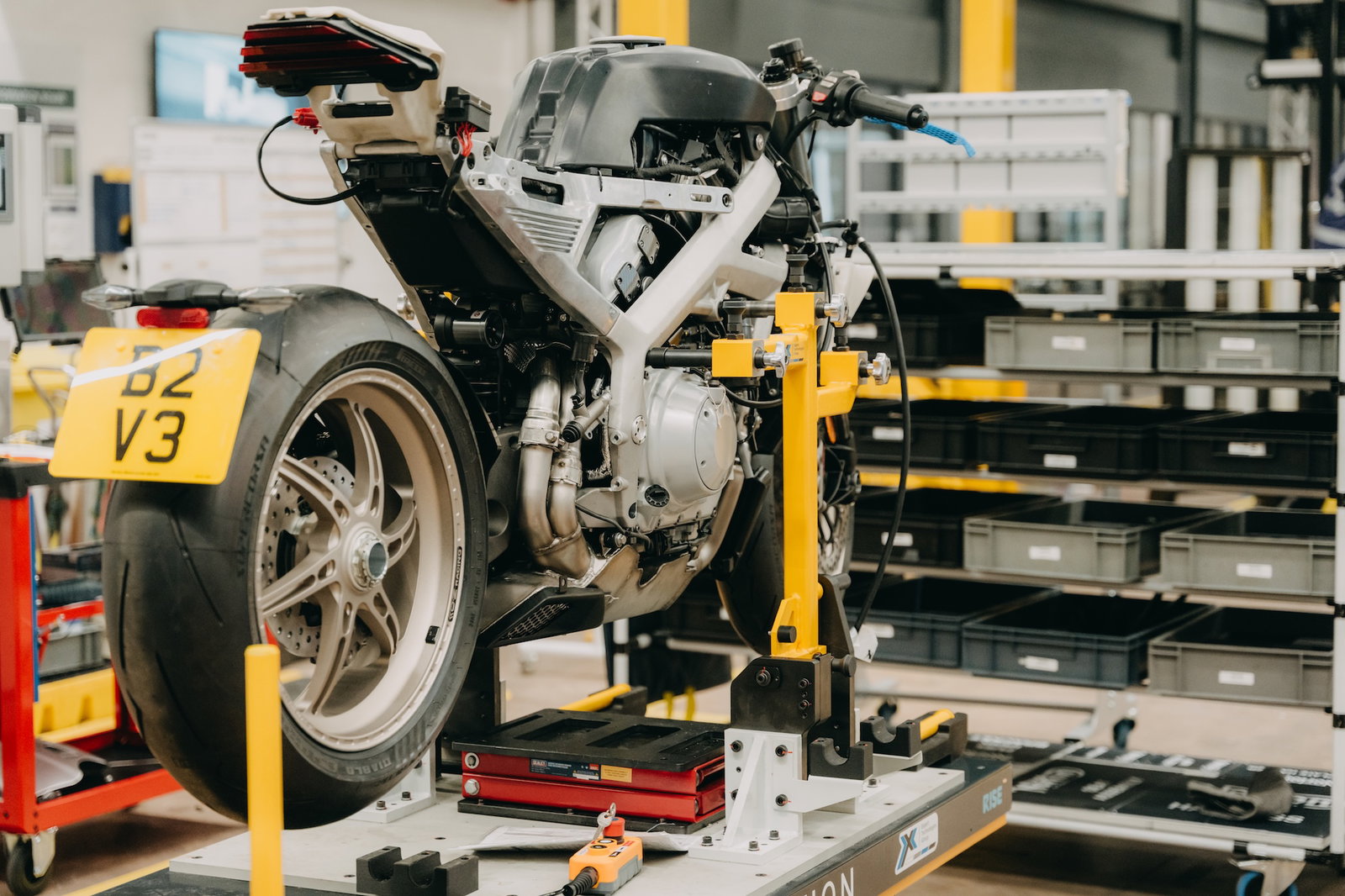 one of the Manx R prototype bikes being built