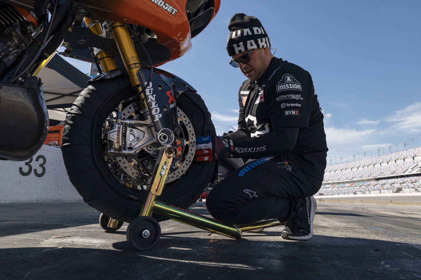 Dunlop tyre on a Harley-Davidson bike
