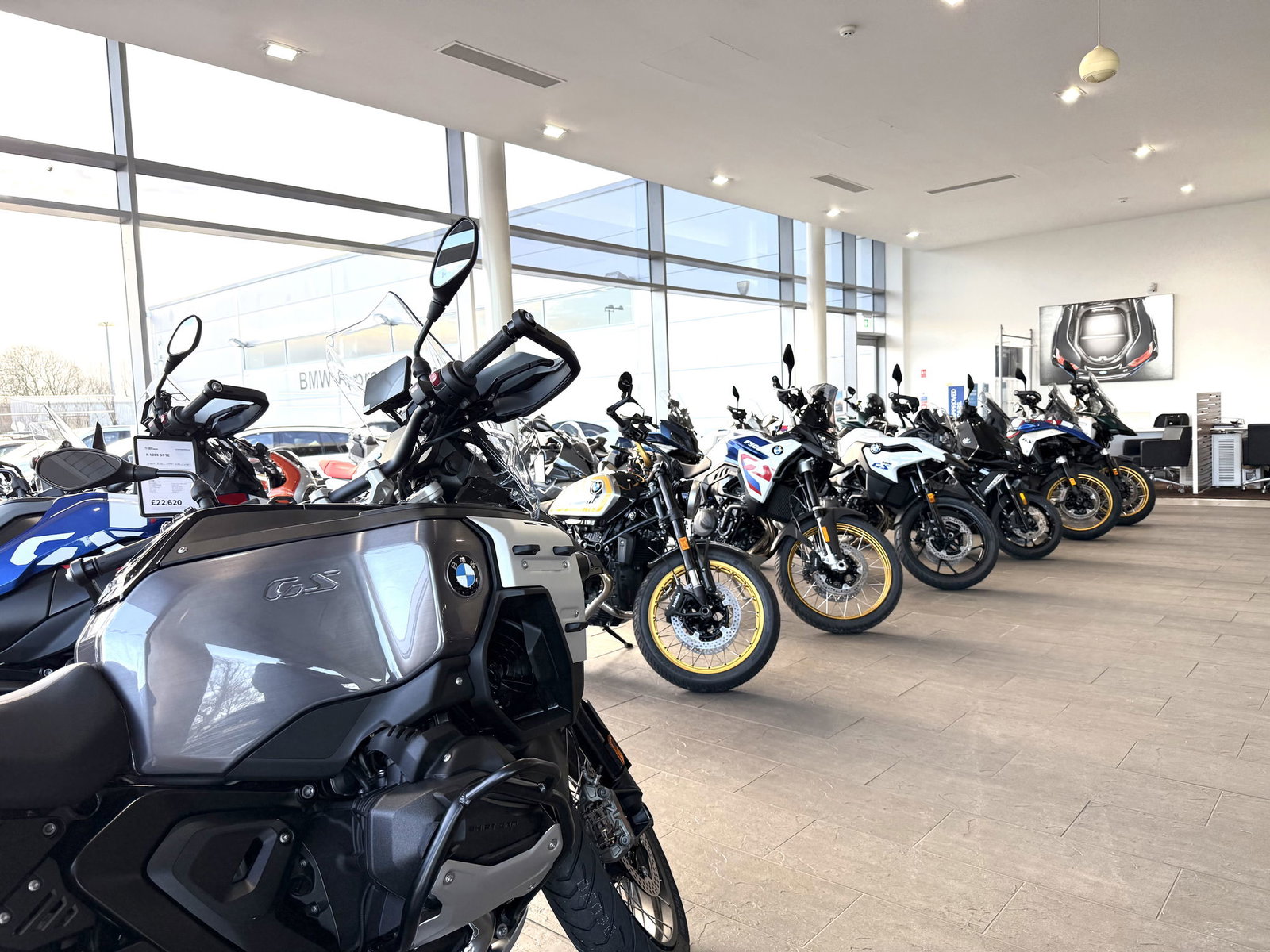 BMW motorcycles inside the Lloyd BMW Motorrad showroom