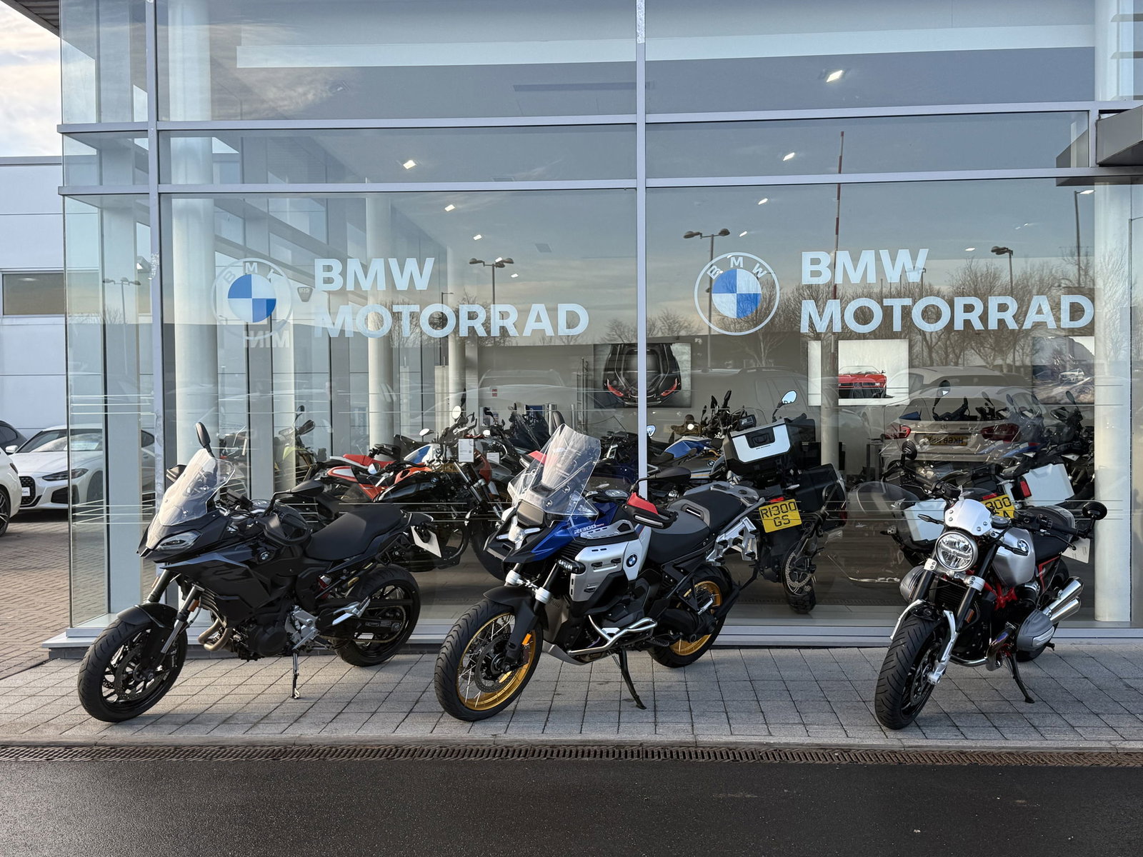 BMW bikes outside a showroom