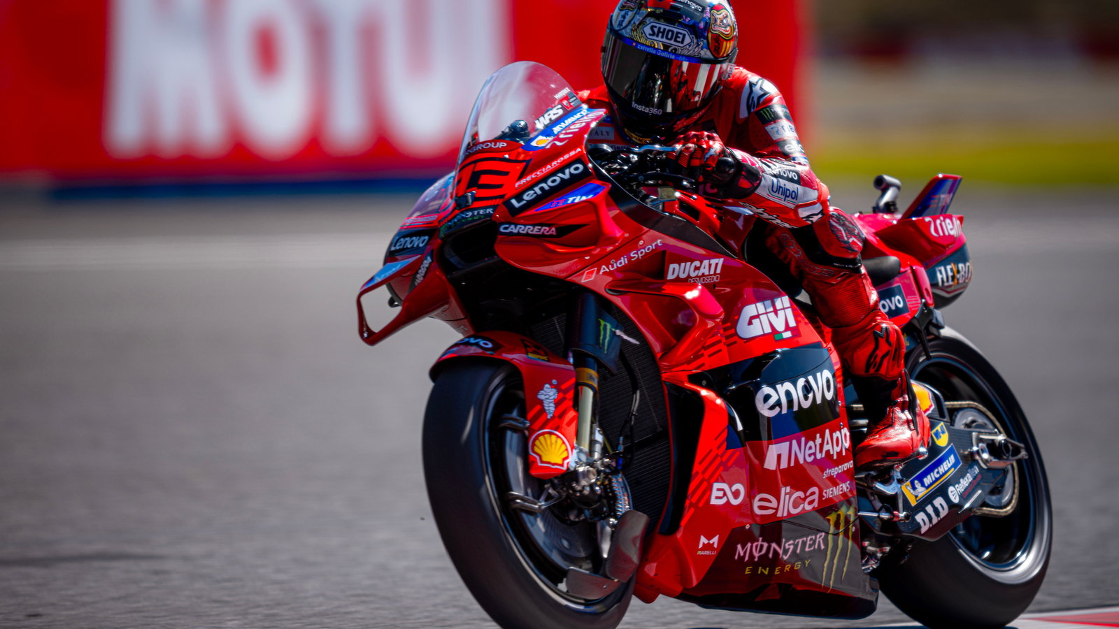 Marc Marquez riding his 2025 Ducati MotoGP bike
