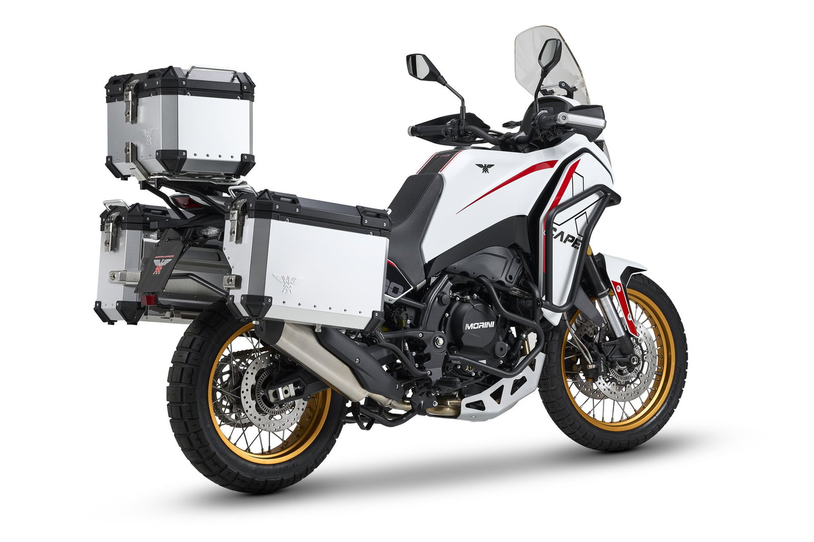 Moto Morini X-Cape 700 Gold Edition with panniers