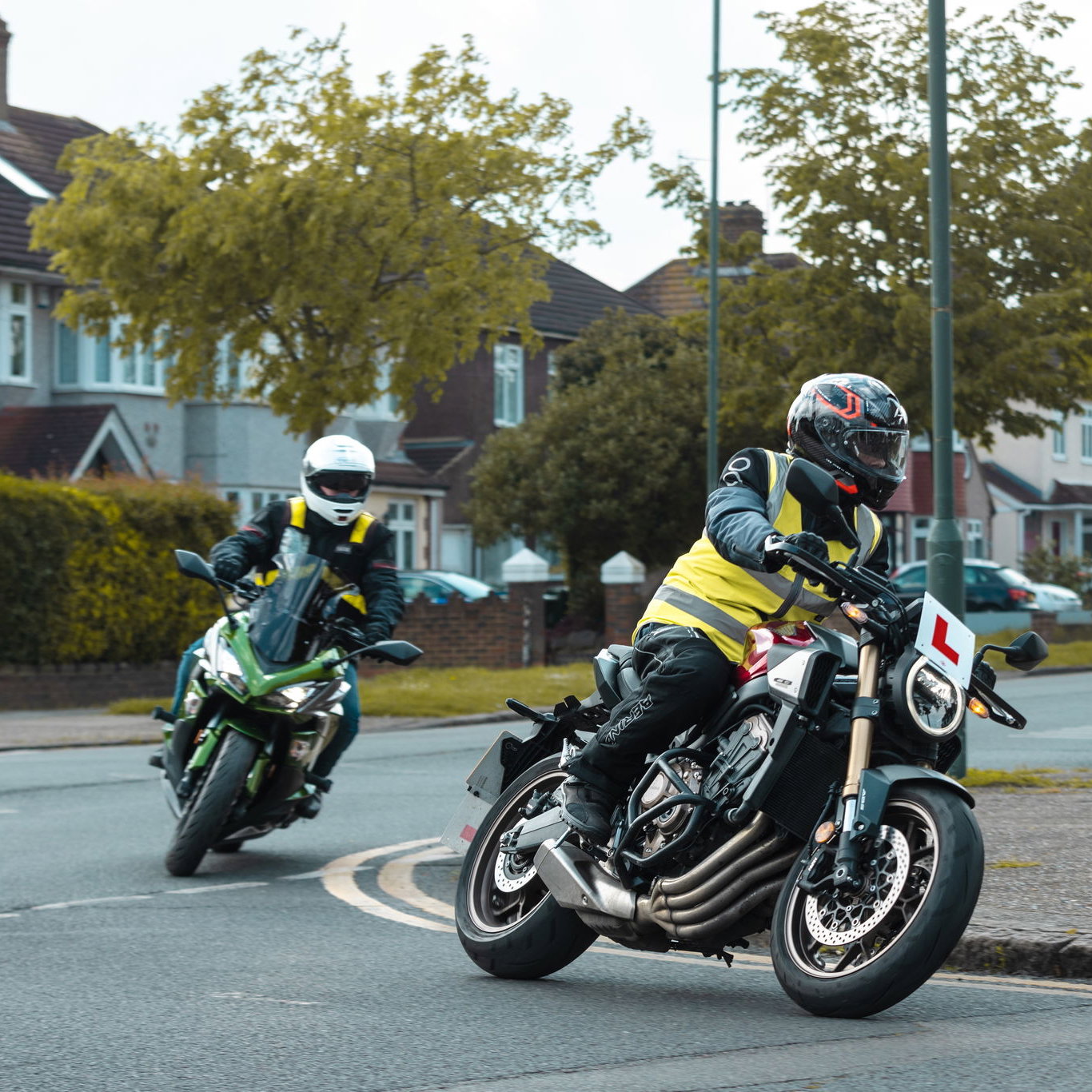 A learner rider with an instructor