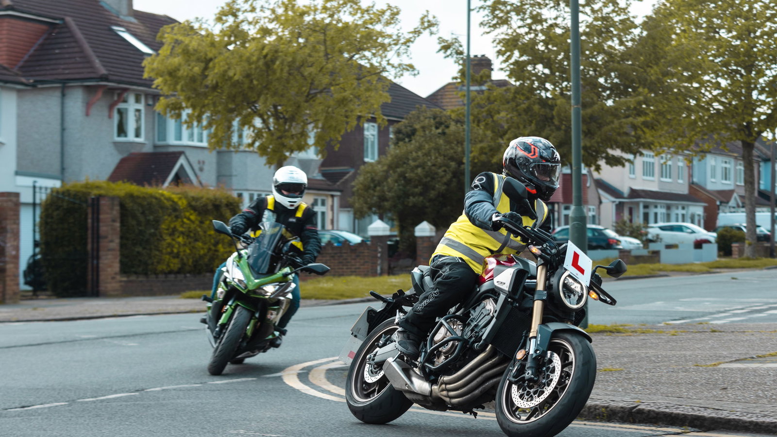 A learner rider with an instructor