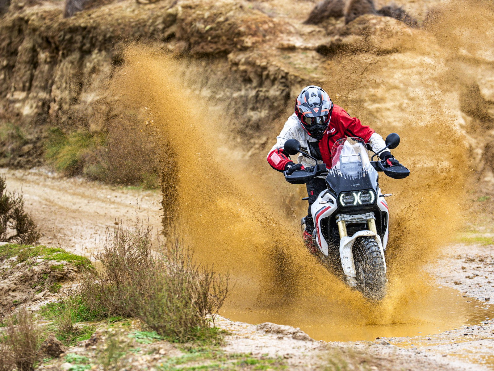 New Ducati DesertX riding off-road