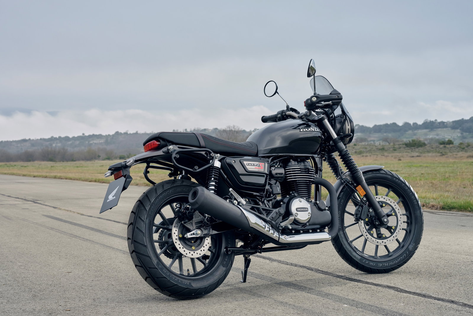 The Honda GB350S parked off-road