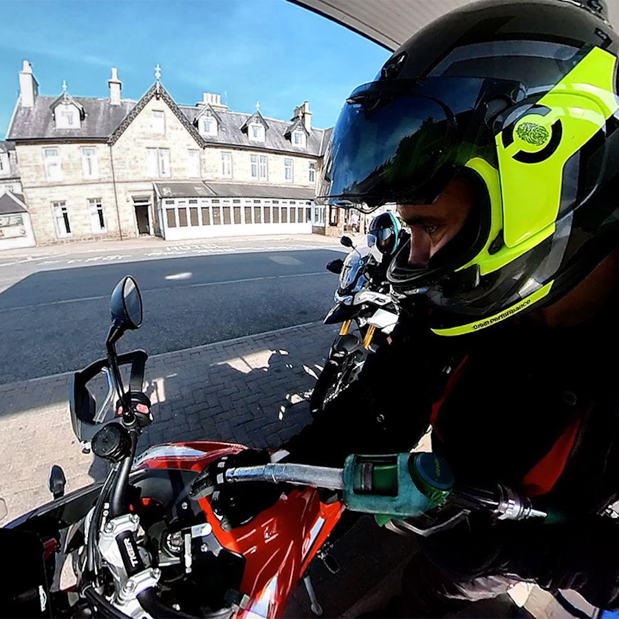 Refilling a motorcycle with fuel