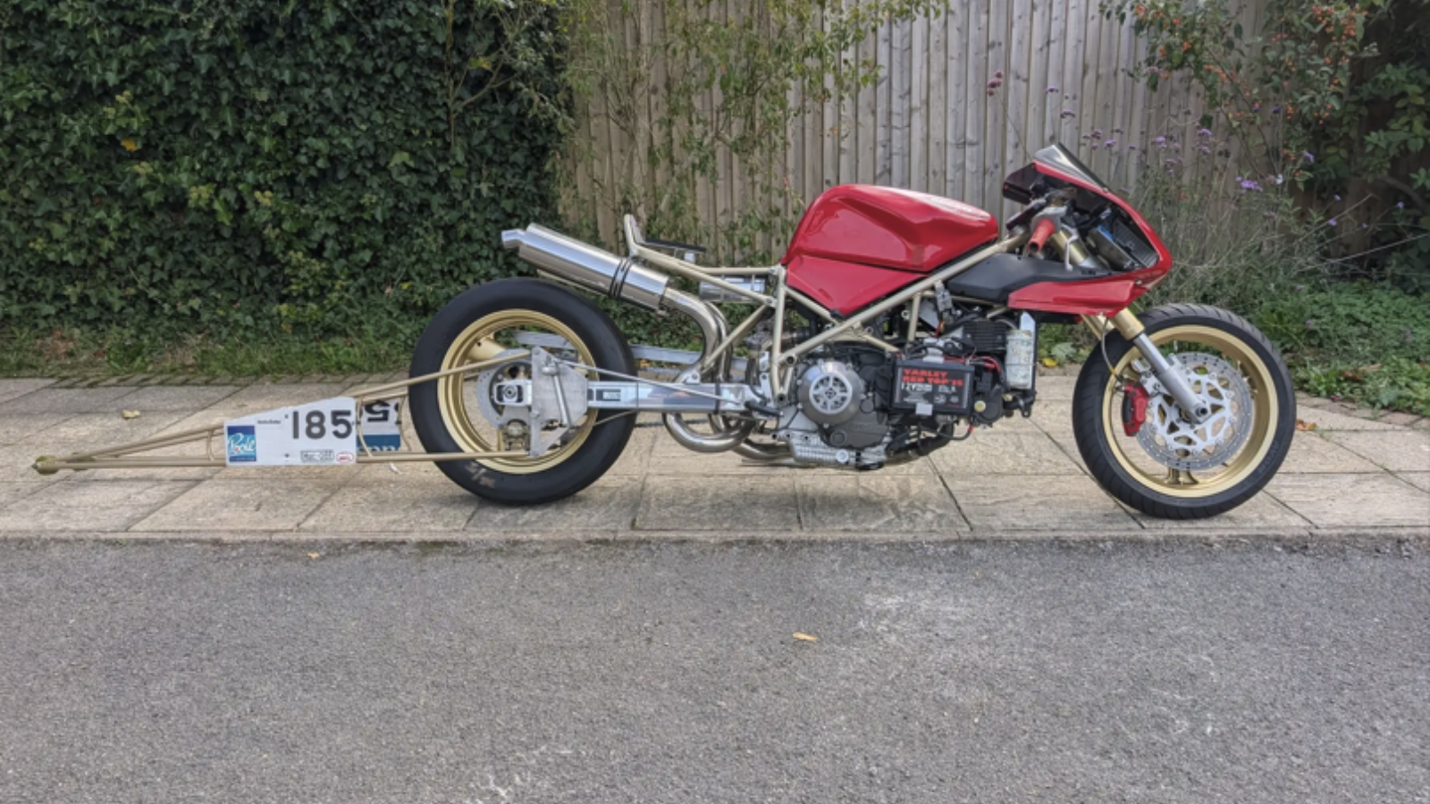 Ducati 916 drag bike. Photo credit - Iconic Auctioneers