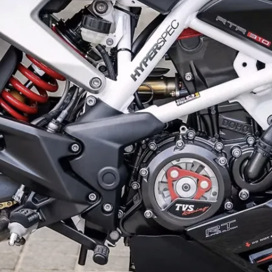 The frame of the TVS Apache RTR 310 naked