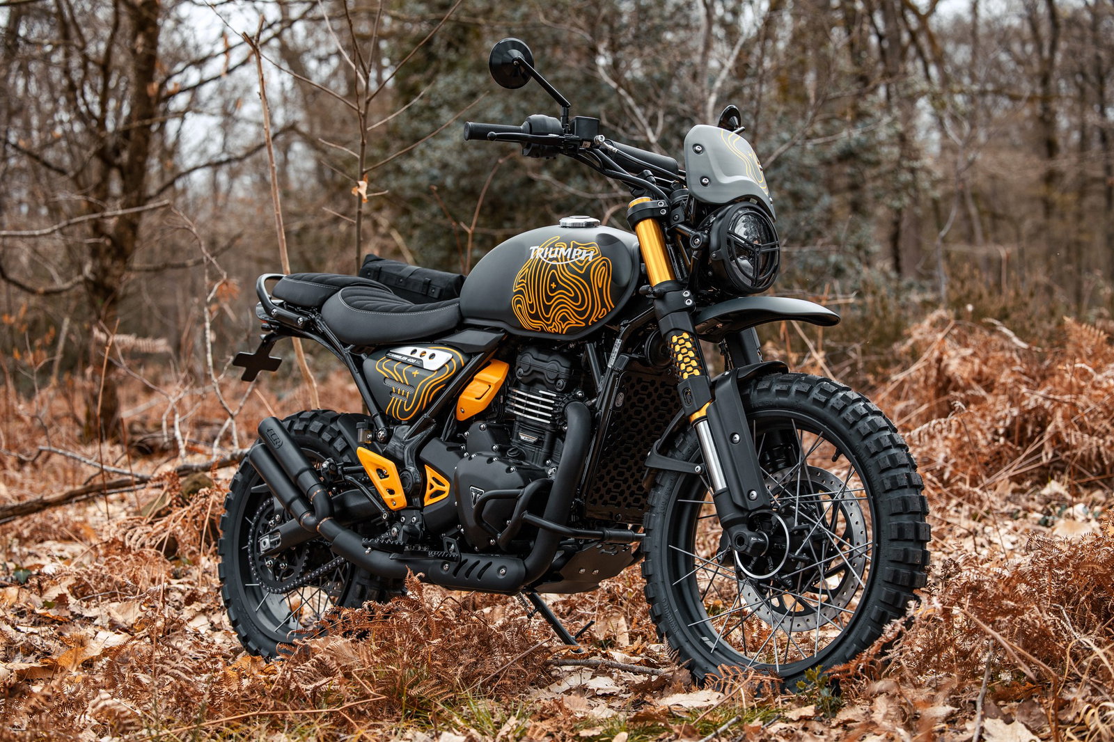 Static shot of the Triumph Scrambler 400 Escape. Photo credit - FCR Original
