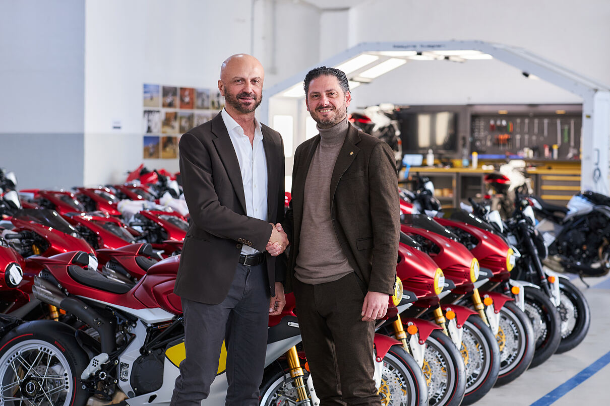 Antonio Lombardo, CEO of DHL Supply Chain Italy, and MV Agusta CEO Luca Martin