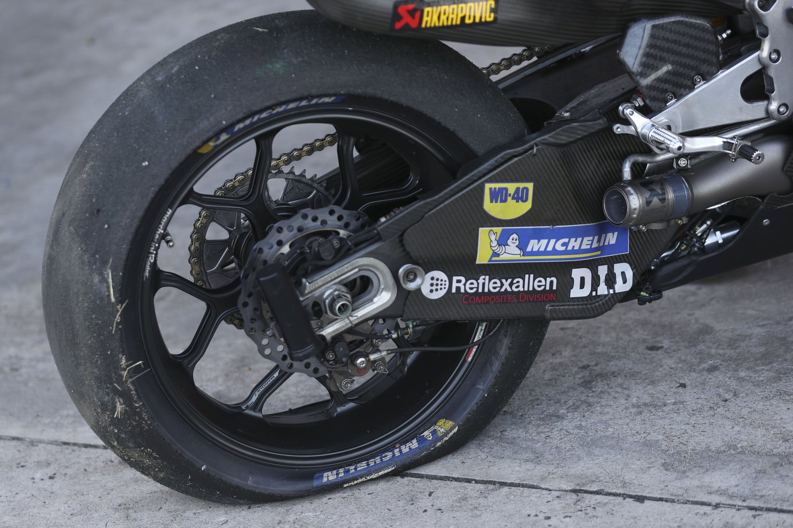 Marc Marquez's punctured rear tyre after the 2026 Thai MotoGP. Credit: Gold and Goose.