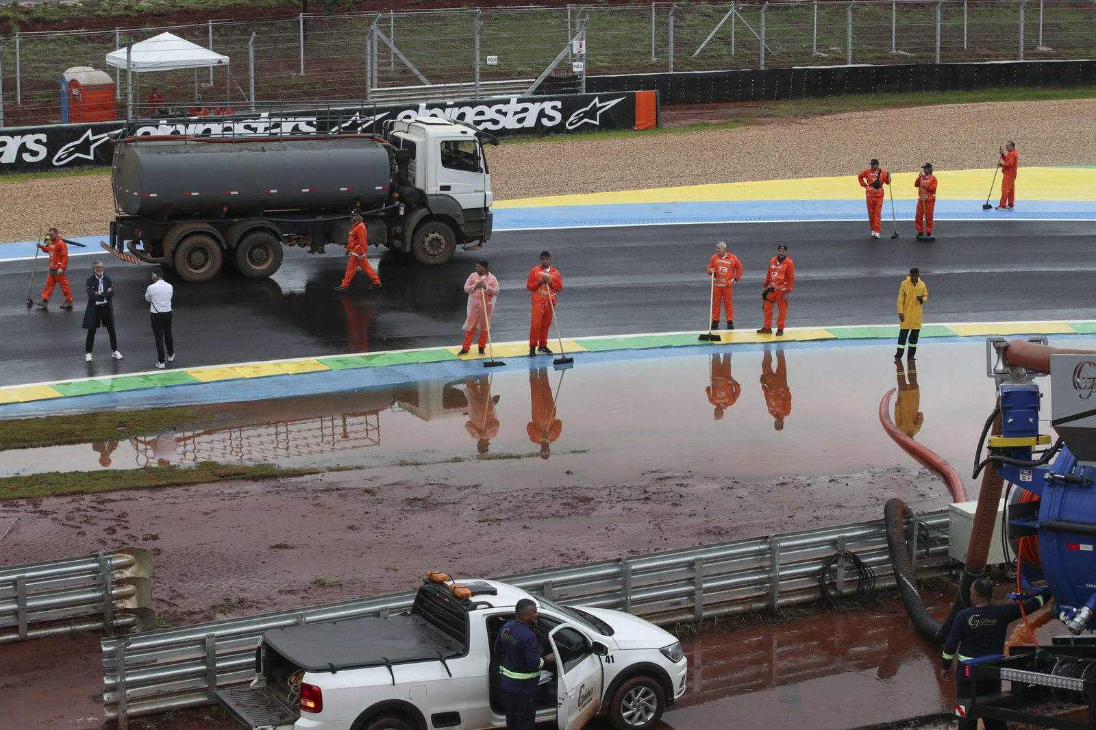 Track work on Friday morning at 2026 Brazilian MotoGP. Credit: Gold and Goose.