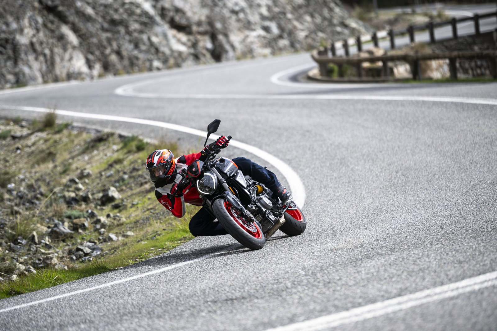 New Ducati Monster riding on the road 