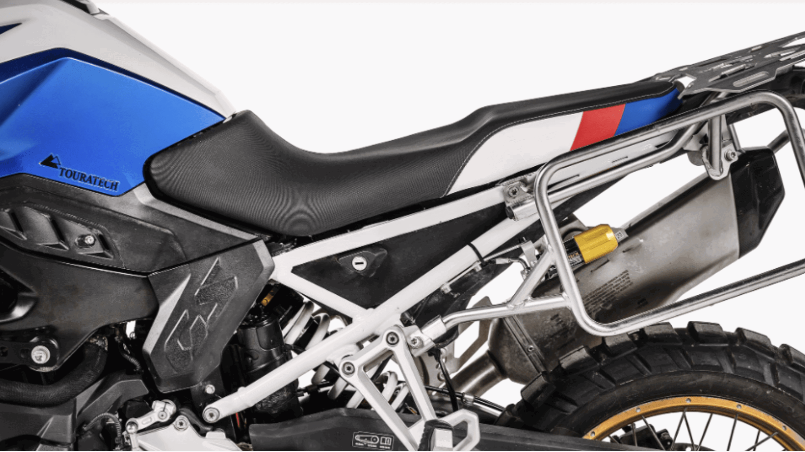 BMW F900 GS seat from Touratech. Photo credit - Touratech