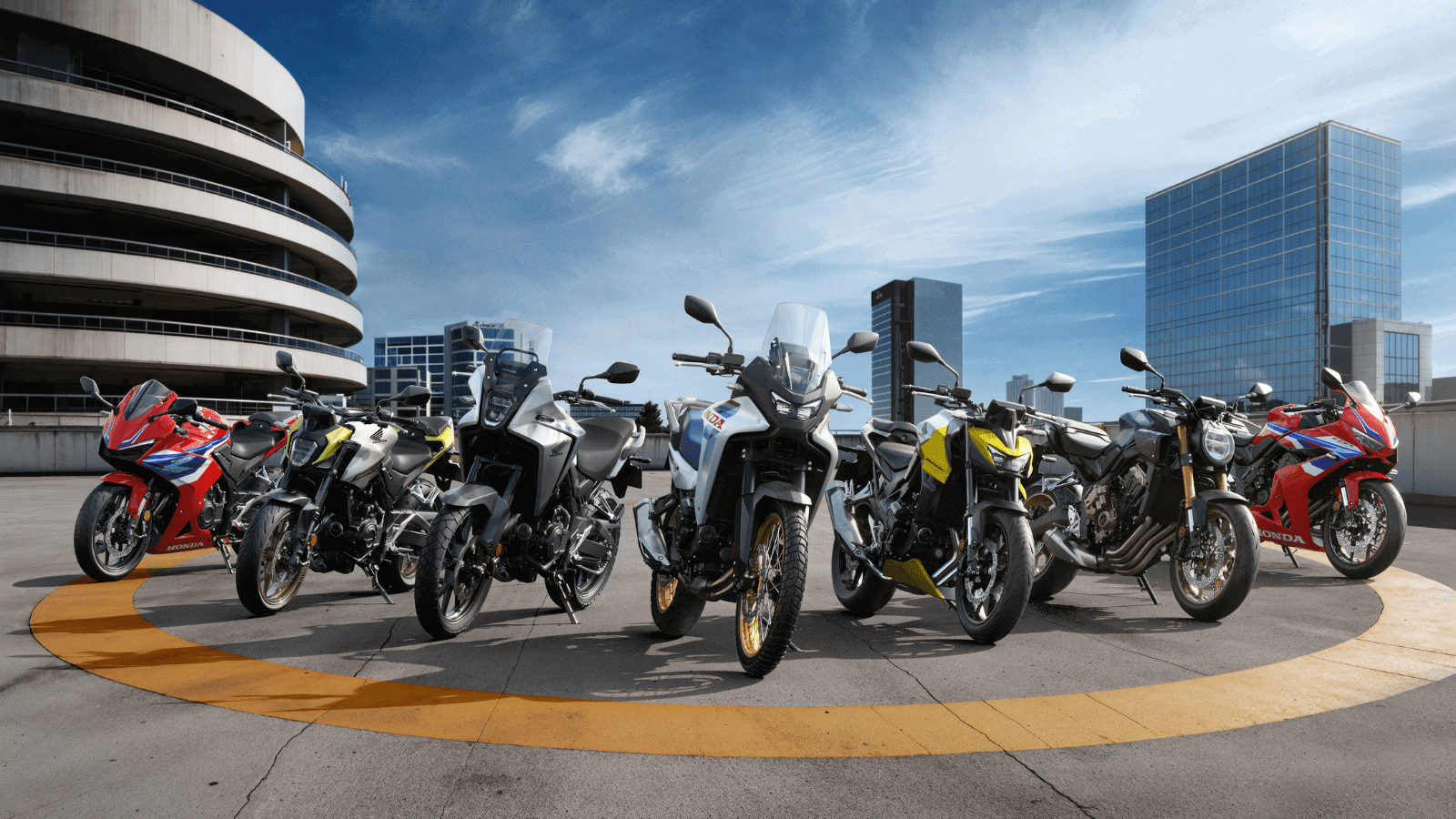 A group of 2026 Honda motorcycles