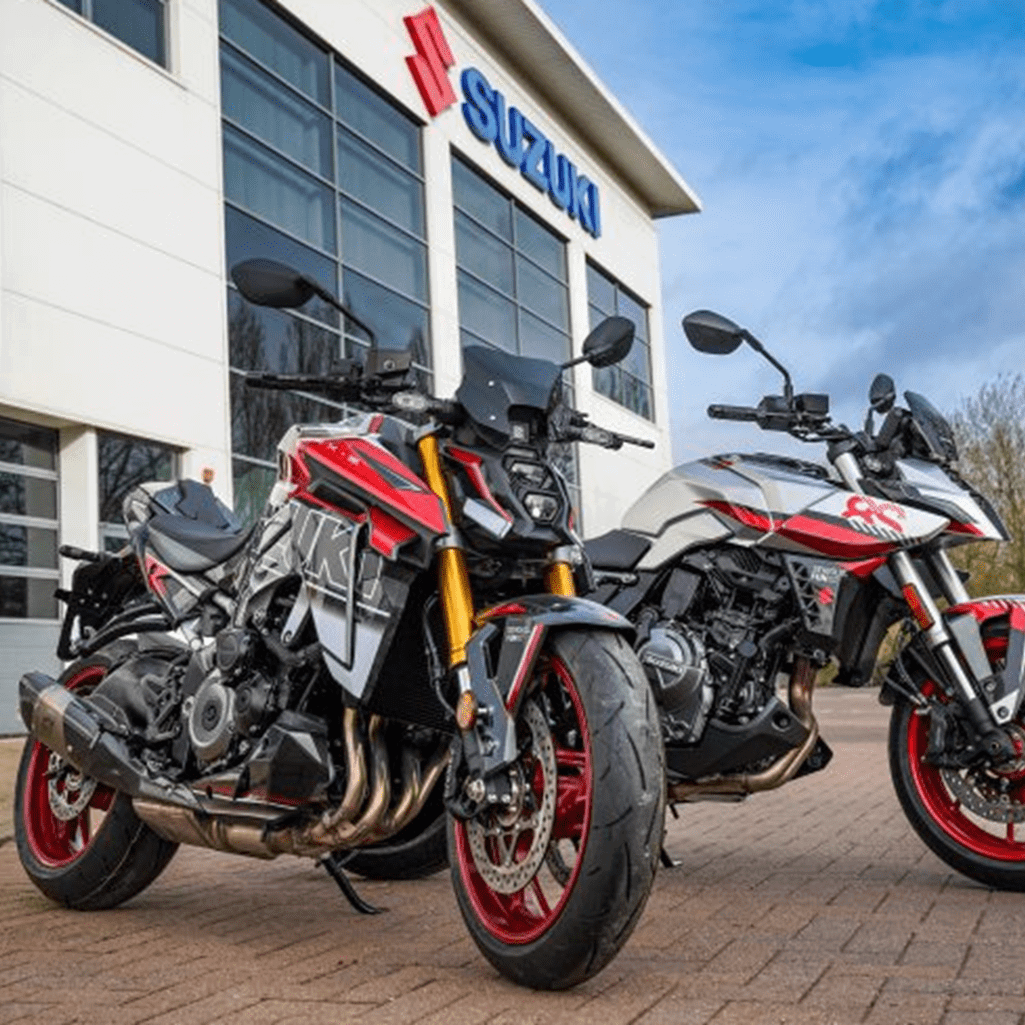 Suzuki GSX-S1000 and GSX-8S in 2026 graphics kits. Credit: Suzuki.