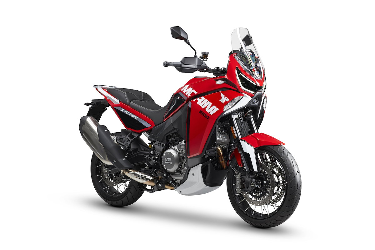 Moto Morini X-Cape 1200 in red.