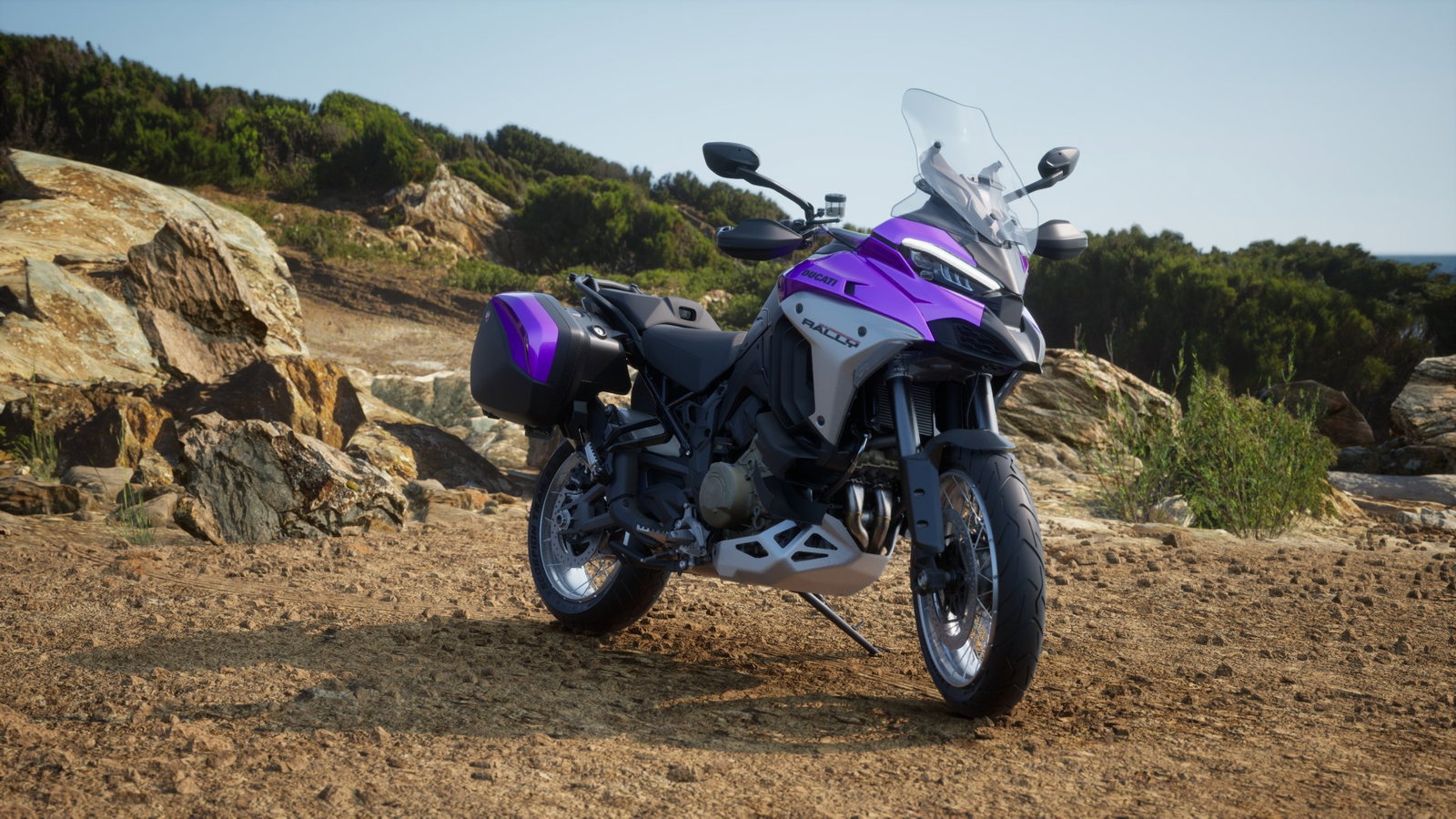 Ducati Multistrada V4 Rally with purple colouring. 