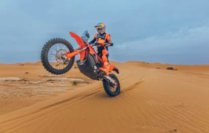 2027 KTM 450 Rally Replica in action.