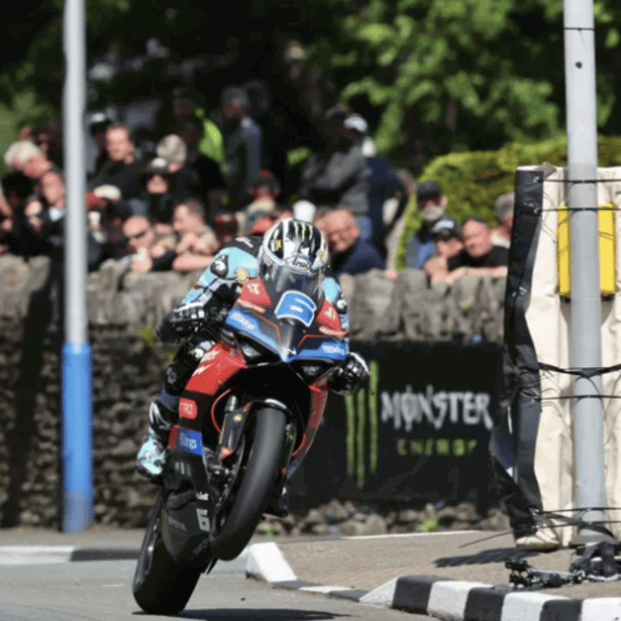 Michael Dunlop riding a Ducati Panigale V2 at the TT. Credit - Isle of Man TT.