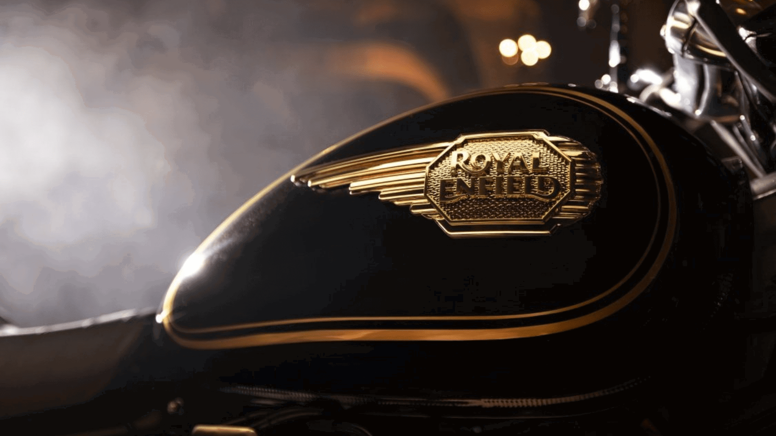 Royal Enfield badge on a fuel tank