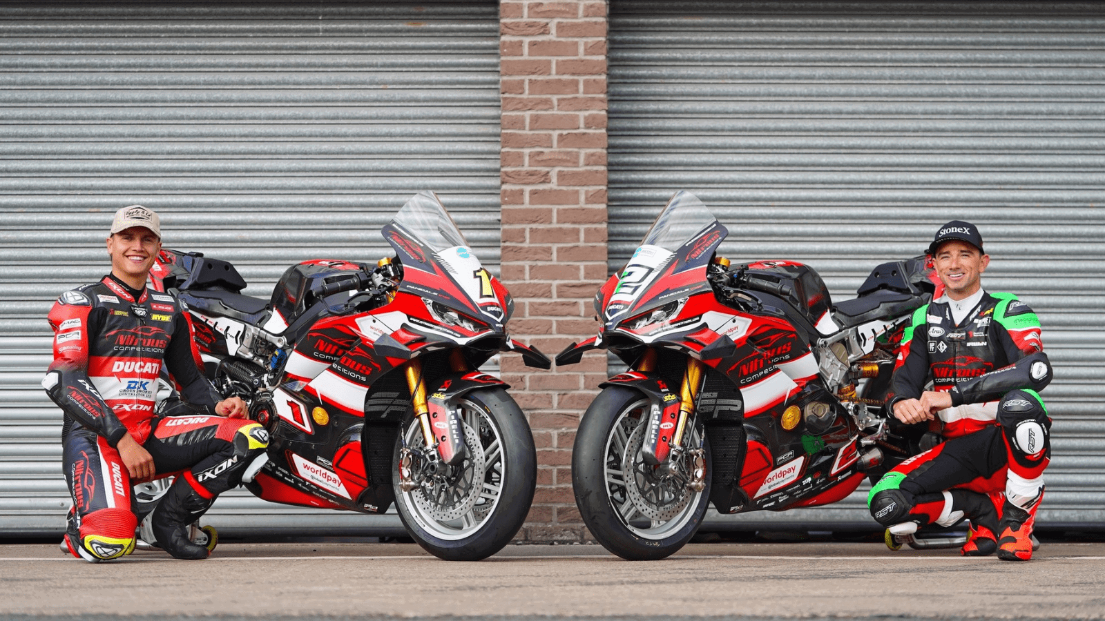 Kyle Ryde and Glenn Irwin with their Panigale V4 R. Credit - British Superbike Championship