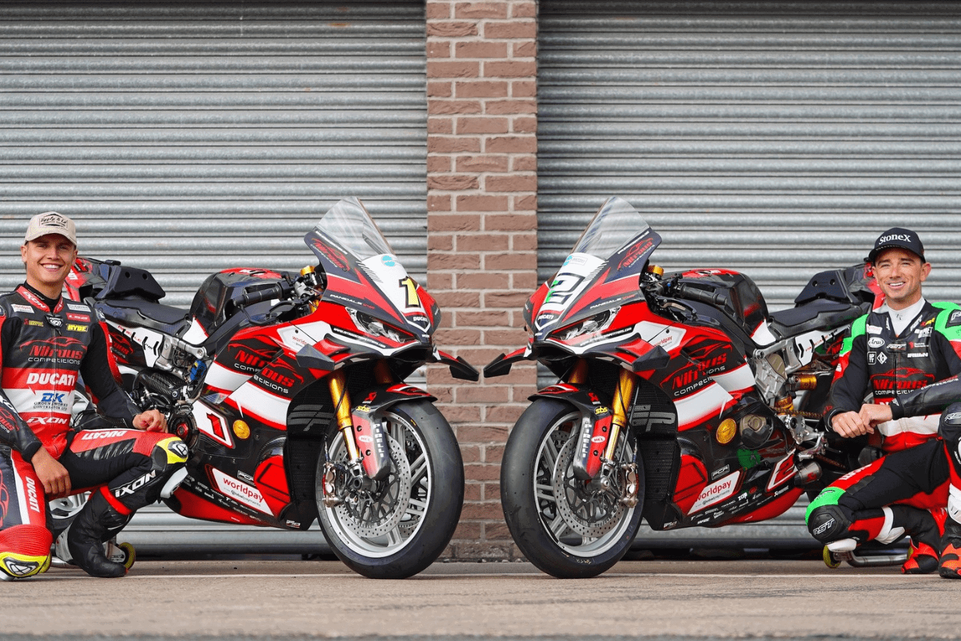 Kyle Ryde and Glenn Irwin with their Panigale V4 R. Credit - British Superbike Championship