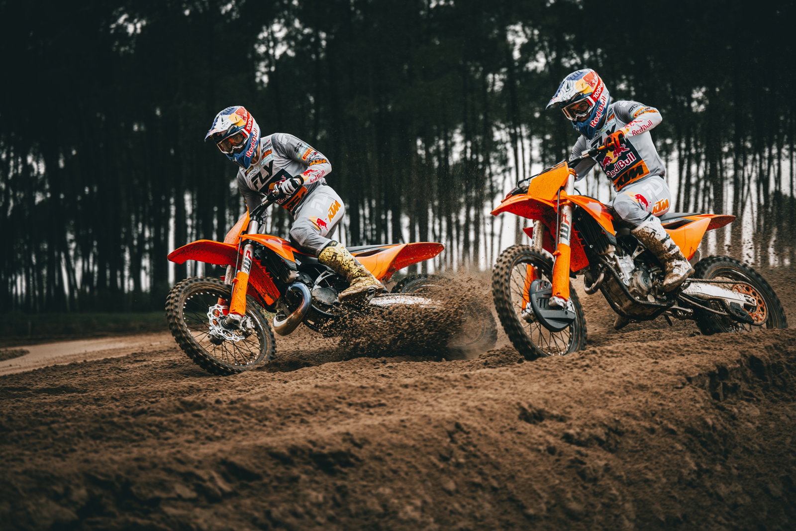 2027 KTM motocross bikes racing each other.