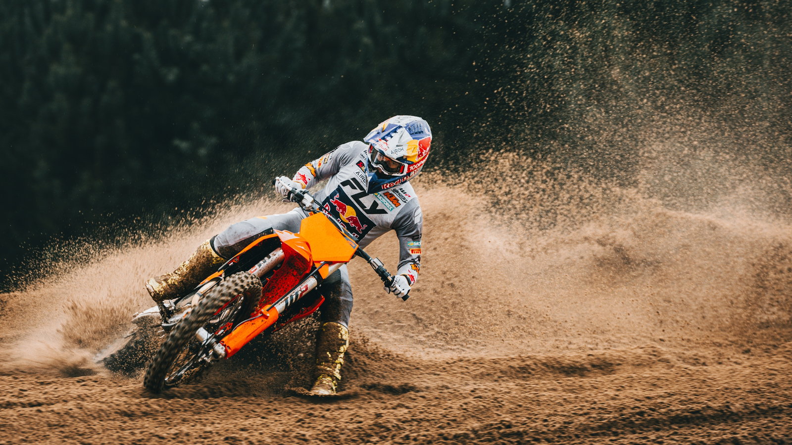 KTM SX motocross bike drifting.