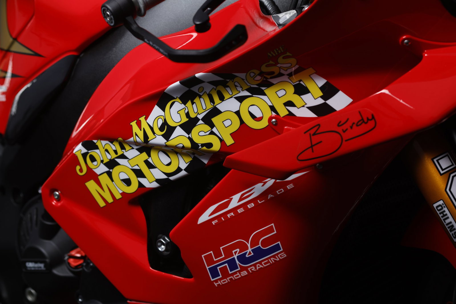 Side fairing of the special-edition John McGuinness TT bike.