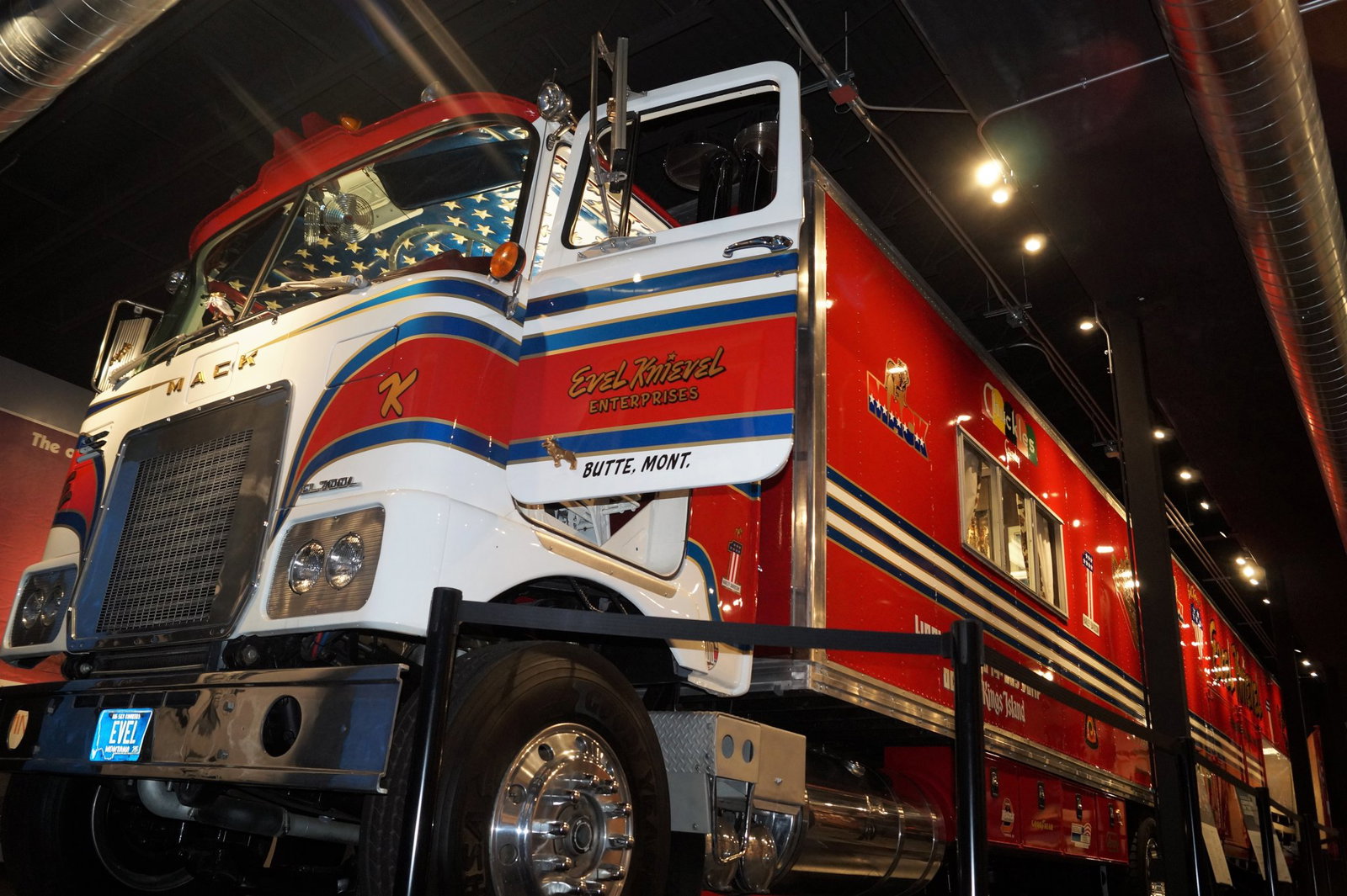 The “Big Red” Mack truck and trailer used to transport Knievel’s touring show