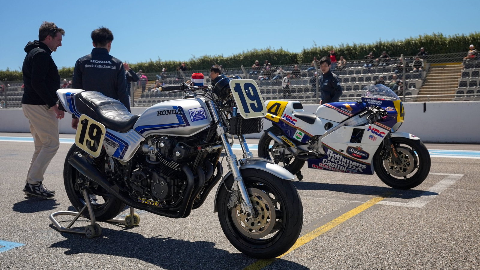 Honda motorcycles, including the CB1000F, at Paul Ricard.