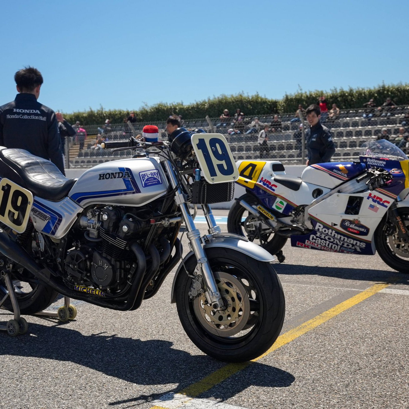 Honda motorcycles, including the CB1000F, at Paul Ricard.