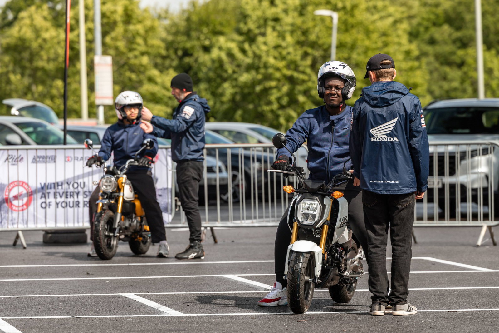 Students learning to ride with Honda UK