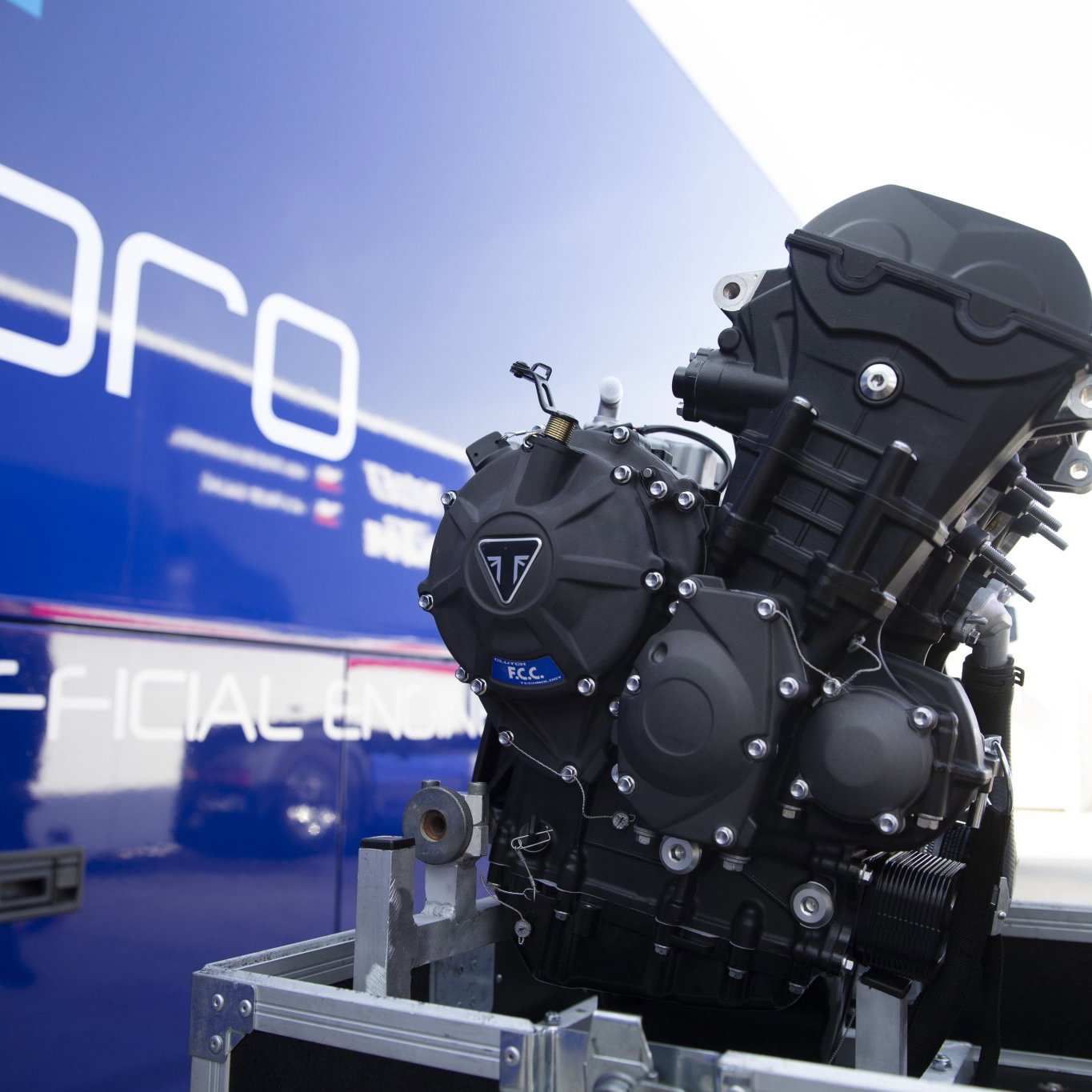 A Triumph Street Triple 765 engine 