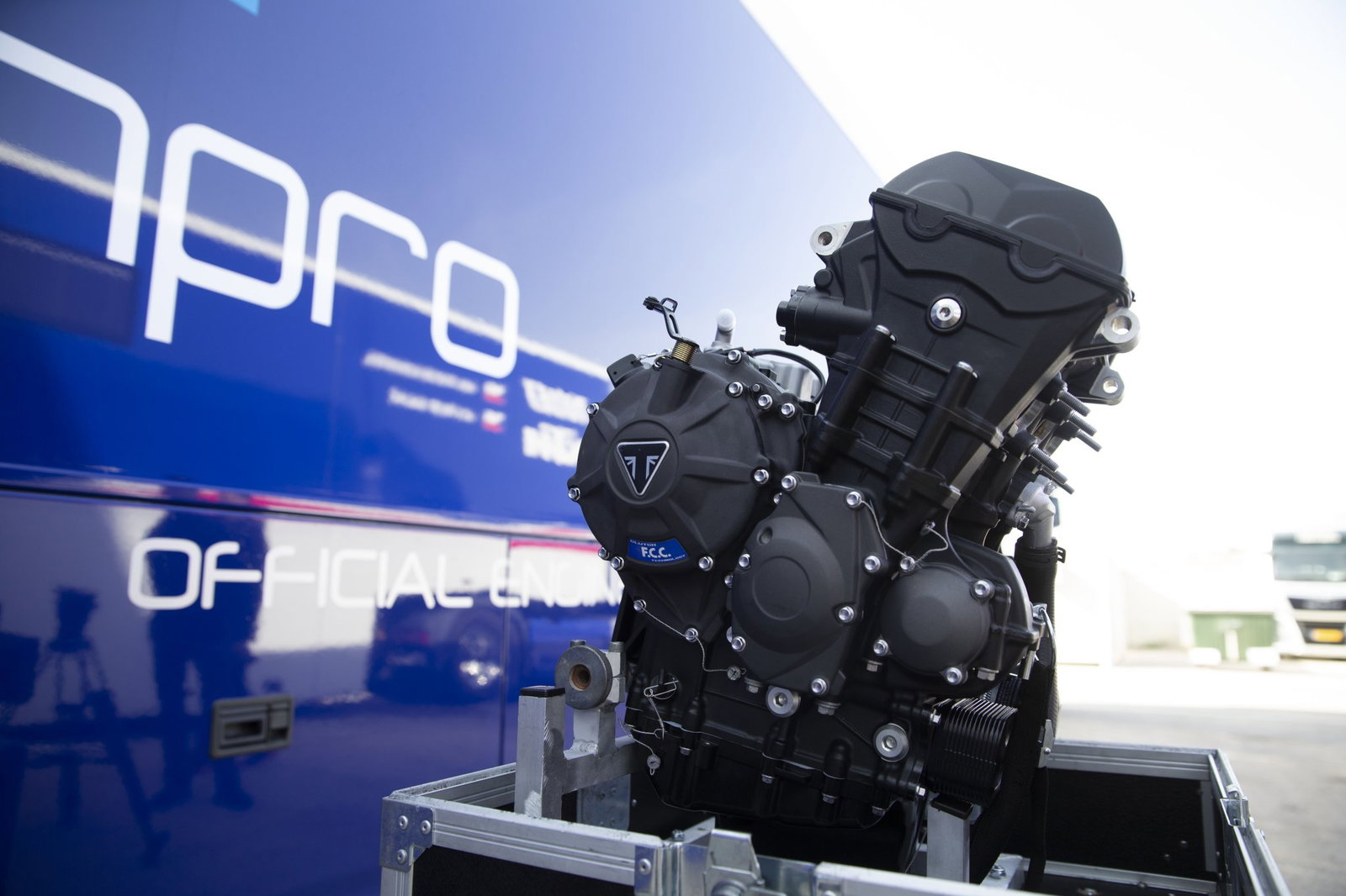 A Triumph Street Triple 765 engine 