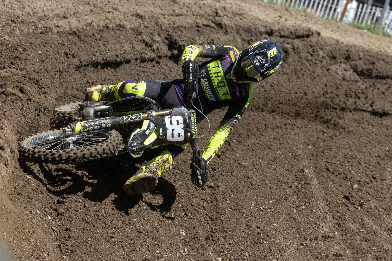 Farres riding the Triumph on track