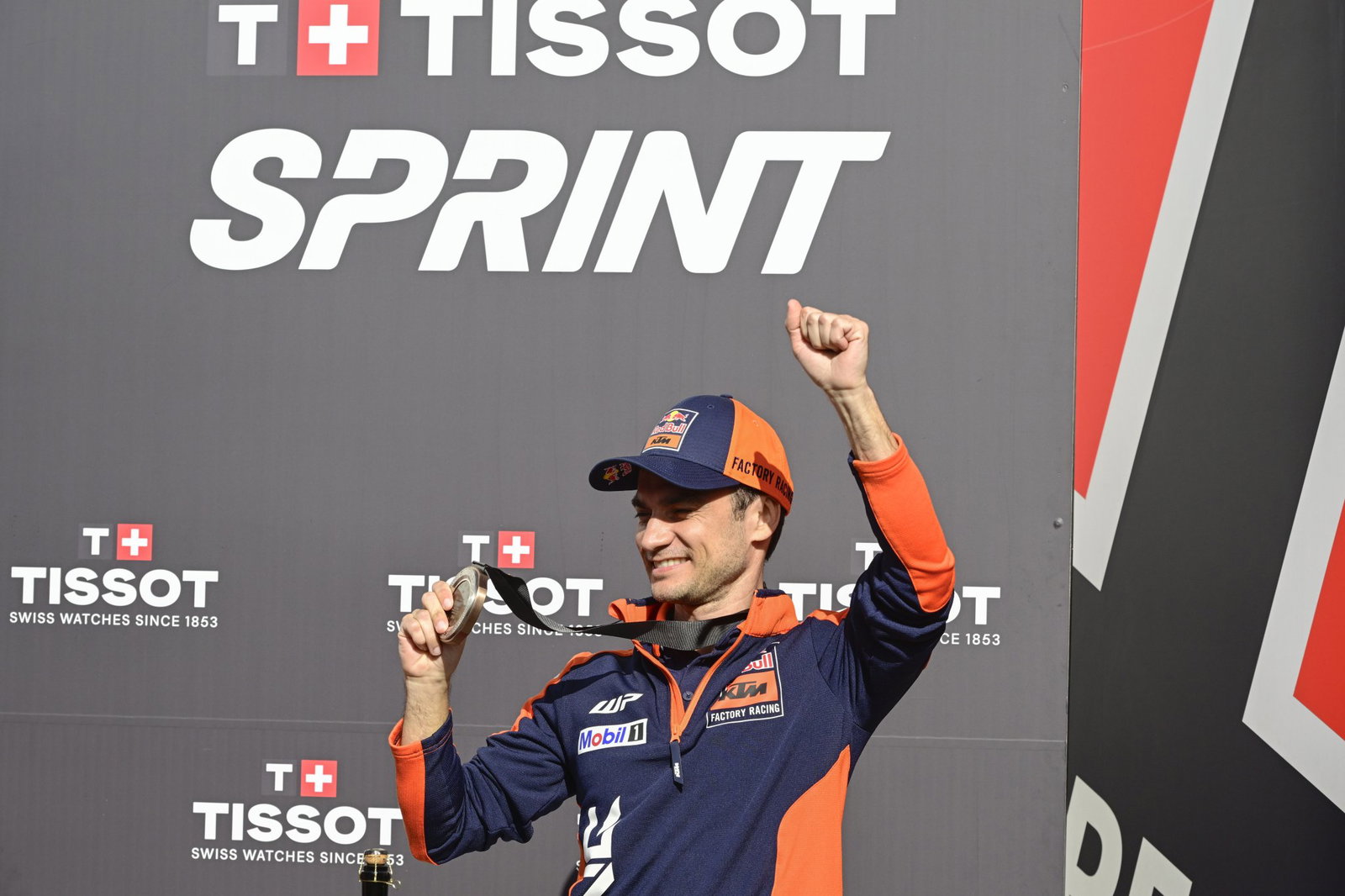 Dani Pedrosa celebrating his sprint podium at Jerez. Credit - Gold and Goose.