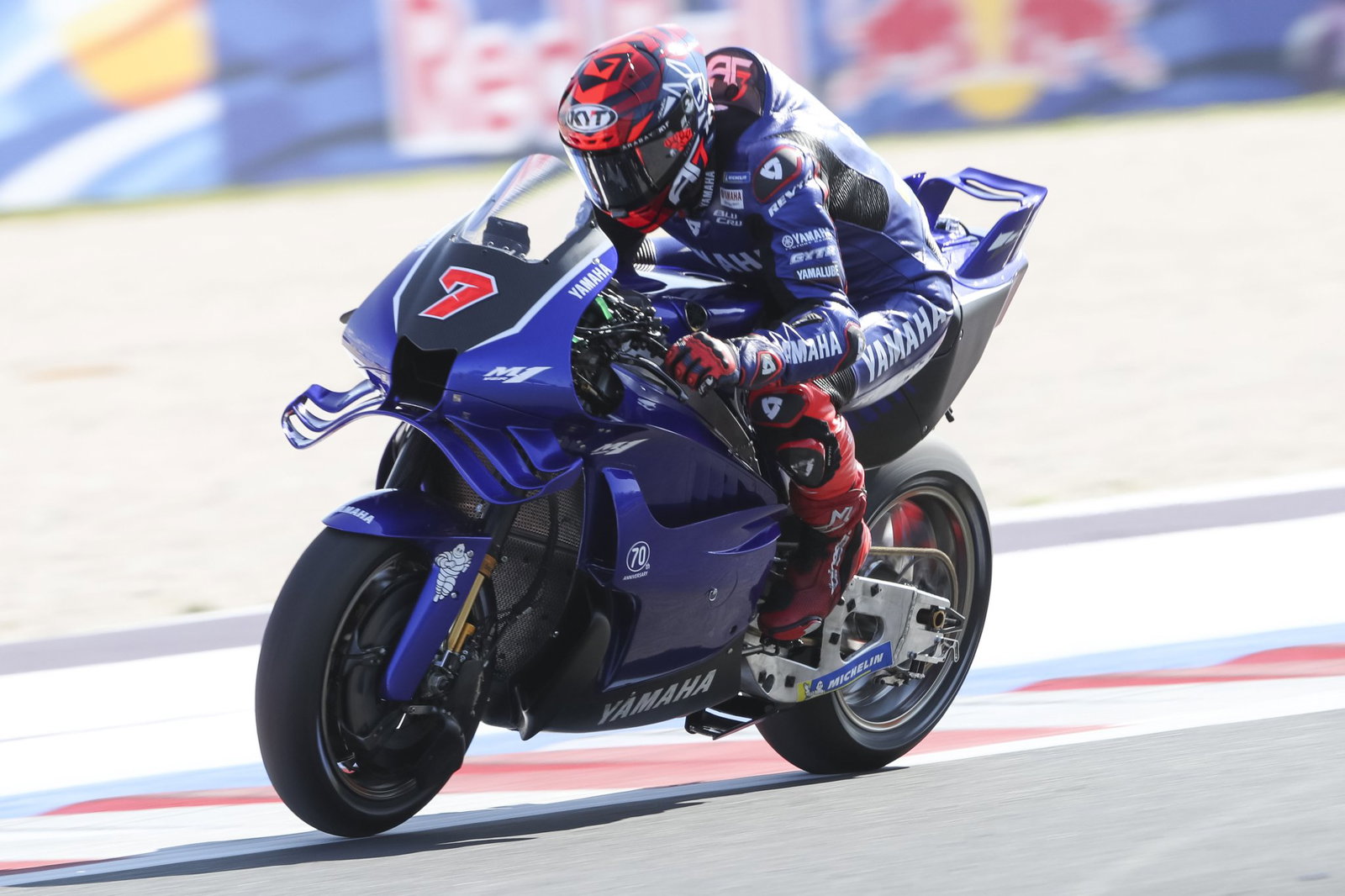 Augusto Fernandez riding the new Yamaha V4. Credit - Gold and Goose.