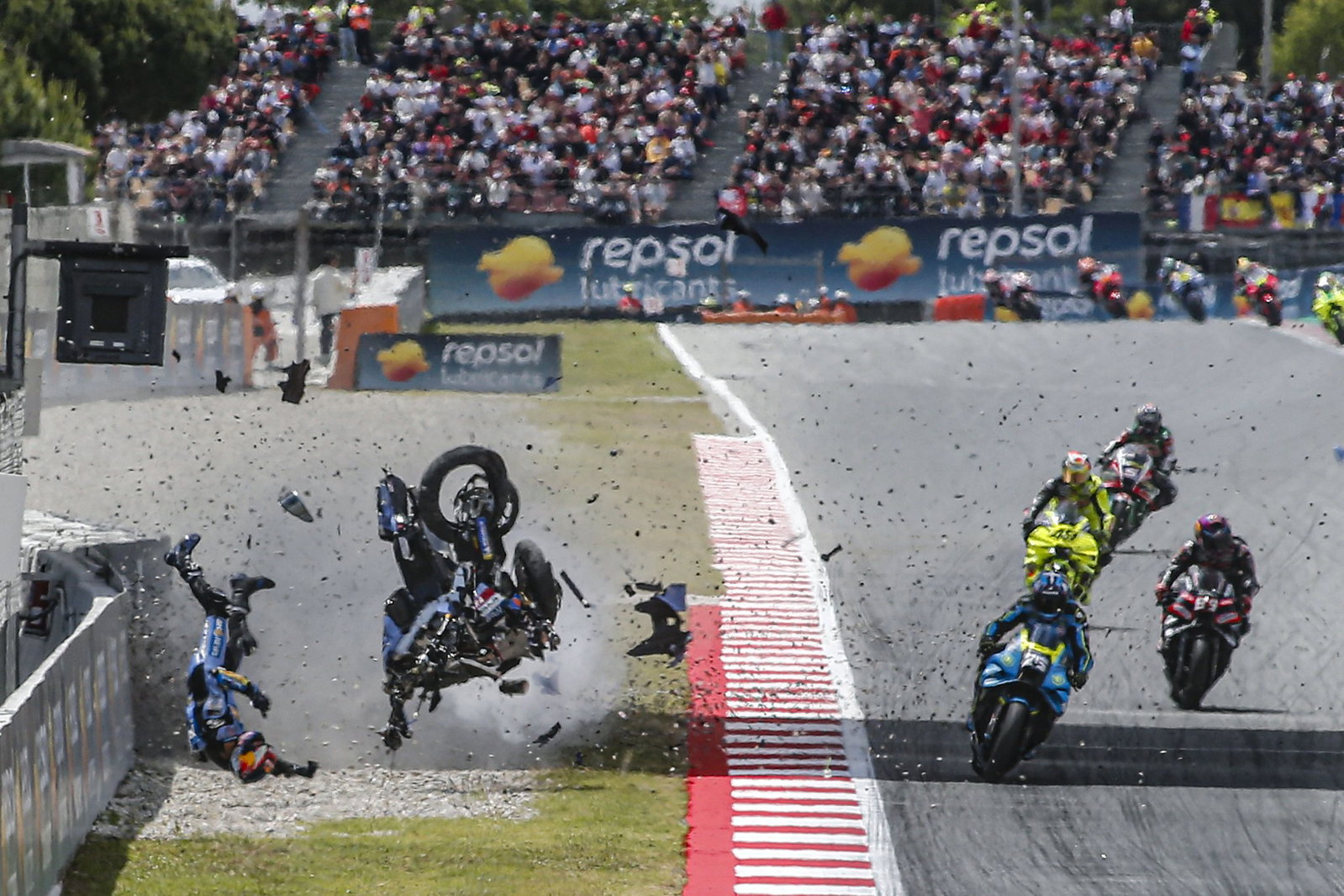 The horror crash involving Alex Marquez in Barcelona on Sunday.