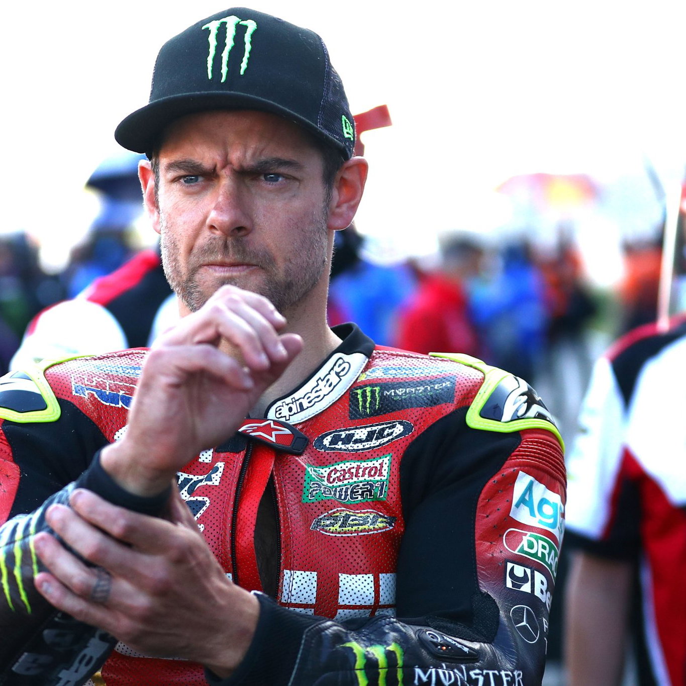Cal Crutchlow ahead of a MotoGP race in 2020. Credit: Gold and Goose.