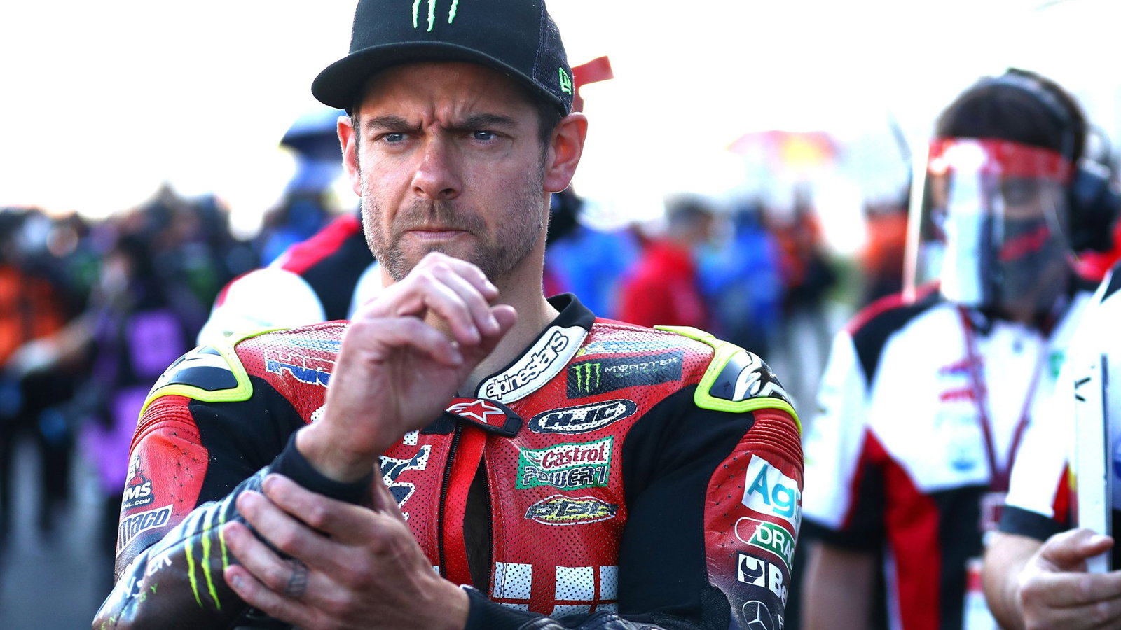 Cal Crutchlow ahead of a MotoGP race in 2020. Credit: Gold and Goose.