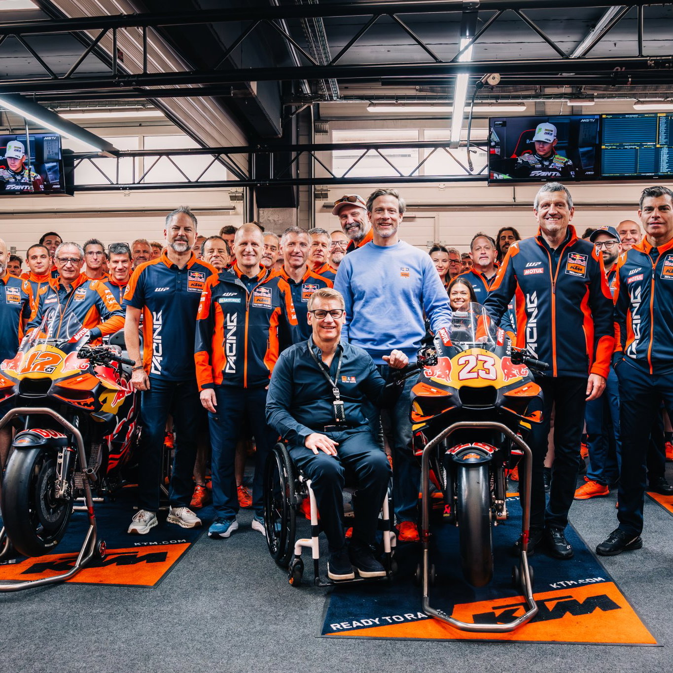 KTM management with its race teams and RC16 MotoGP bikes.