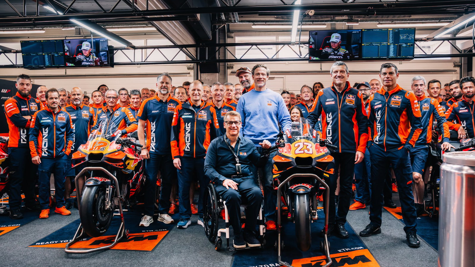 KTM management with its race teams and RC16 MotoGP bikes.