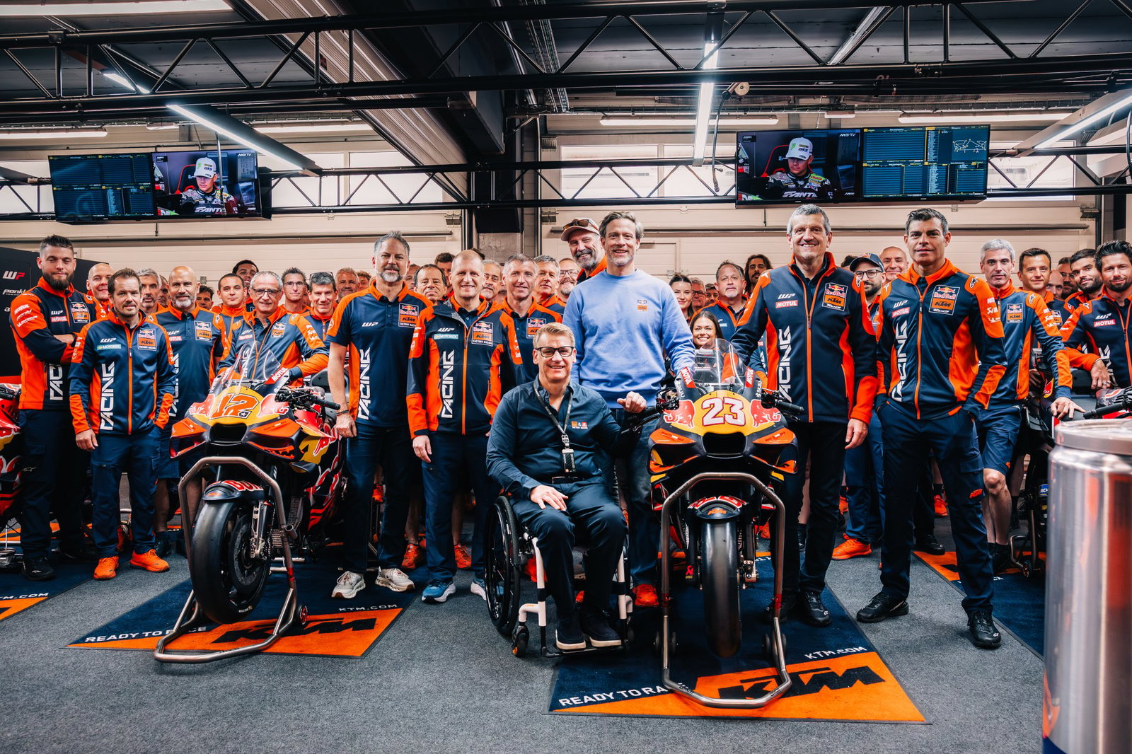 KTM management with its race teams and RC16 MotoGP bikes.