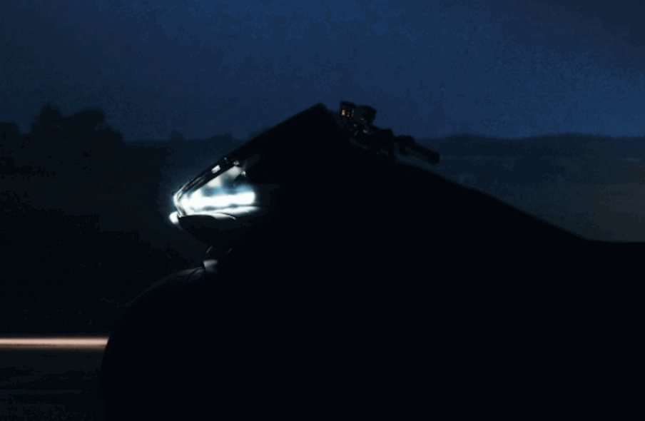 the front of the bike shows LED headlights