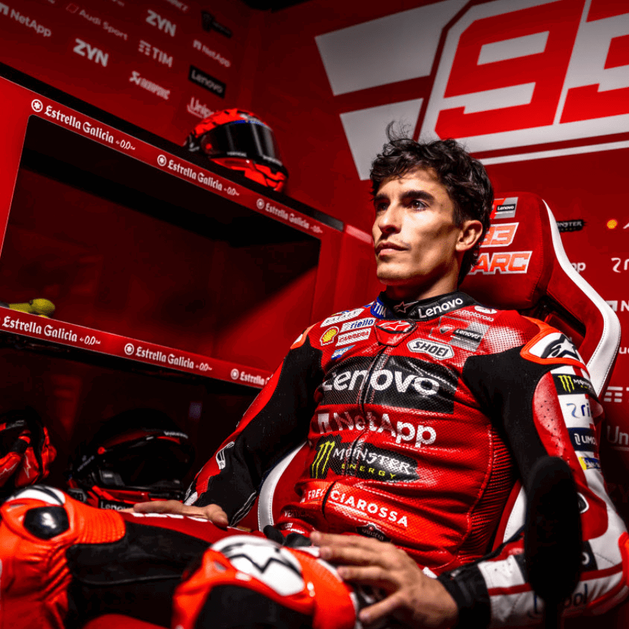 Marc Marquez in his pit box.