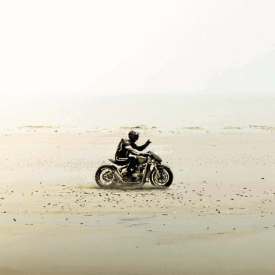 Triumph Land Speed Bobber in action. Credit: Thornton Hundred Motorcycles.