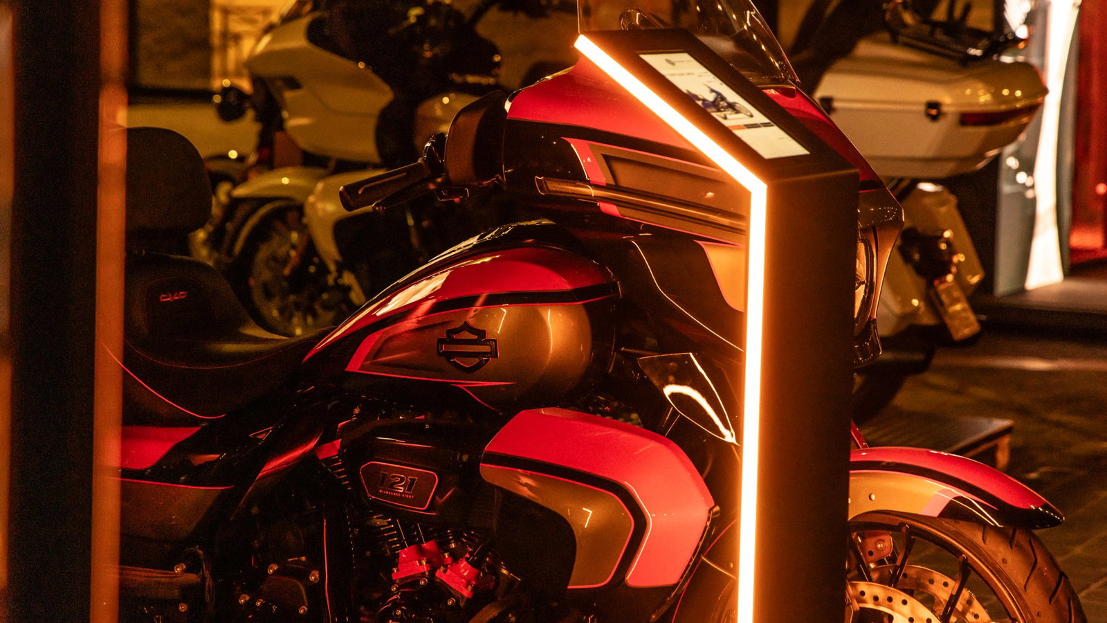 Harley-Davidson motorcycle showcased at the inaugural European Spring Rally. 